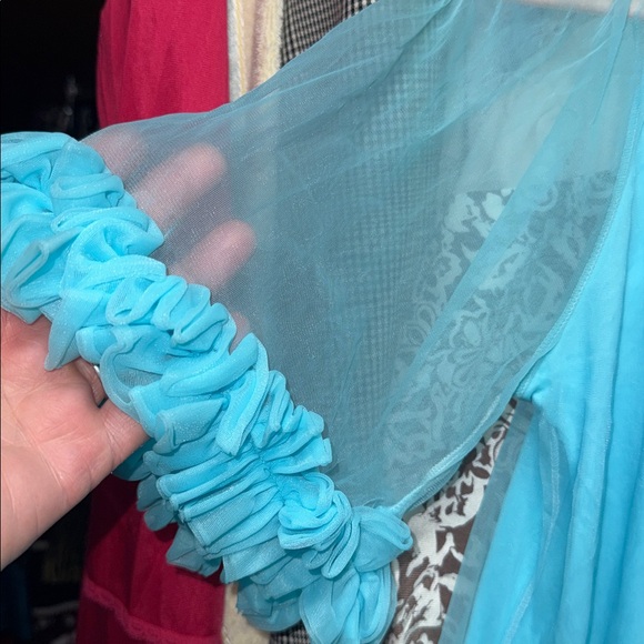 Vintage Ruffle nightgown robins egg blue 1960s- - Picture 4 of 6